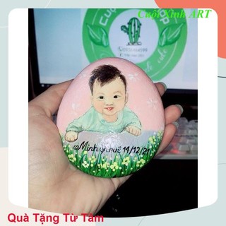Tranh đá cuội chân dung chibi