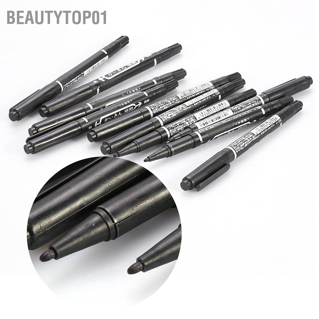 BeautyTop01 10 Cái/hộp Đen Đôi Kết Thúc Da Bút Hình Xăm Xuyên Định Vị Đánh Dấu Dụng Cụ