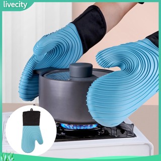 1pc oven glove waterproof spiral pattern non-slip anti-scald silicone microwave oven baking glove đồ gia dụng