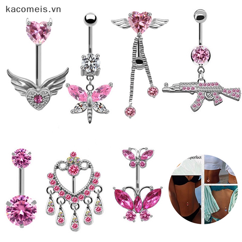 Khuyên Rốn Thép Không Gỉ Hình Trái Tim Xinh Xắn