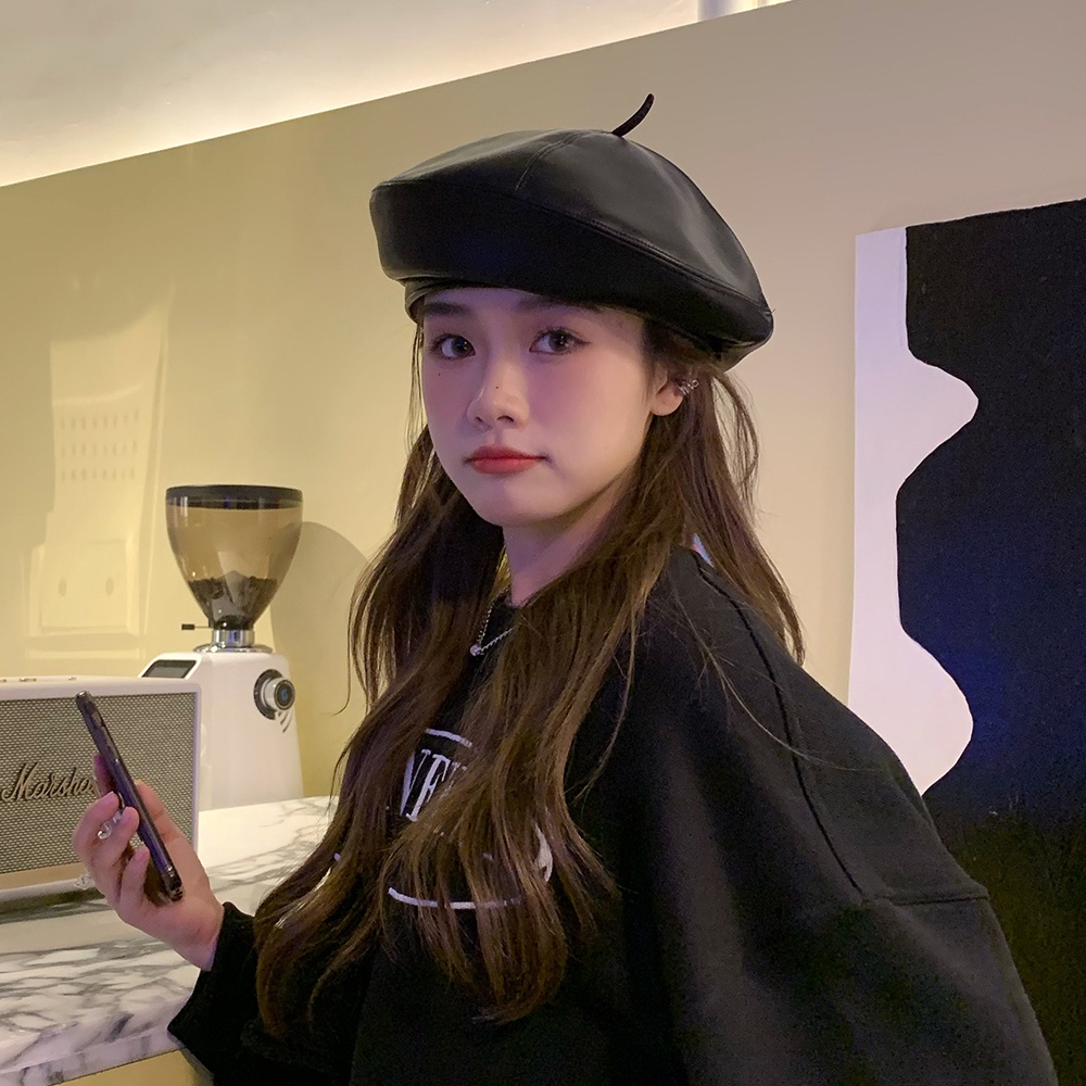 Mũ Beret Da Phong Cách Thời Trang Thu Đông Hàn Quốc Dành Cho Nữ