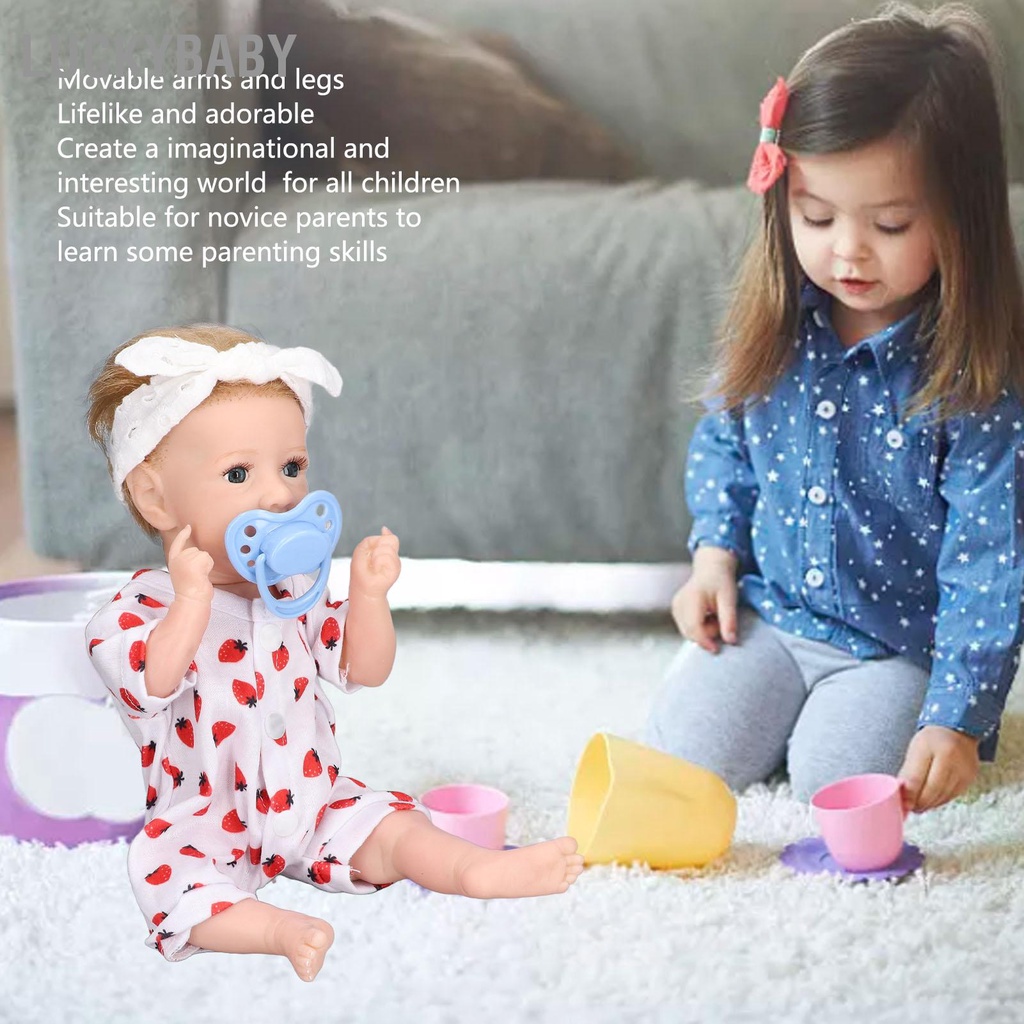 LUCKYBABY Búp bê em bé tái sinh 12 inch Tay chân linh hoạt Đồ chơi búp bằng silicon mềm giống như thật với bình sữa