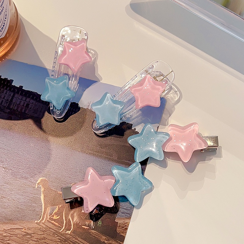 Kẹp tóc ngôi sao màu hồng xanh hàn quốc nữ kẹp tóc ngôi sao dễ thương