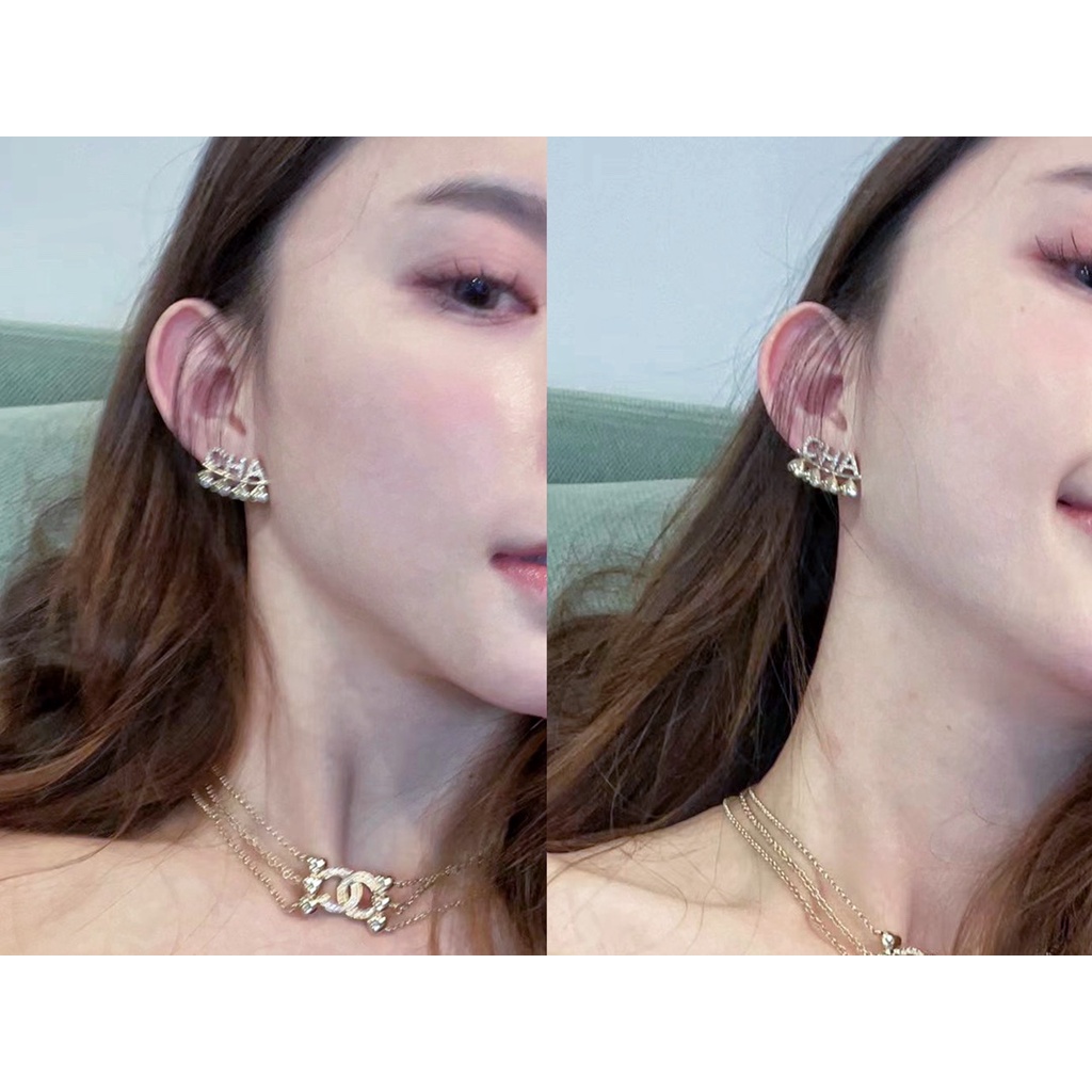 Bông Tai Bằng Thép Titan Chống Thấm Nước Không Gỉ Hình logo Thời Trang Cho Nữ