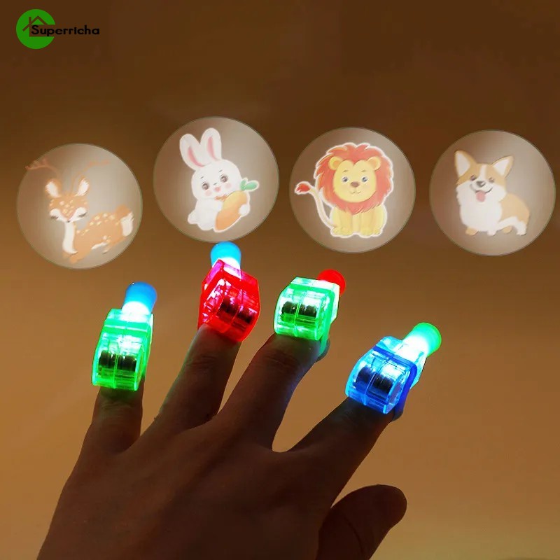 1pc ngẫu nhiên mô hình hoạt hình dễ thương đèn chiếu / đèn pin trẻ em đèn đeo nhẫn ngón tay / đồ dùng tiệc sinh nhật đạo cụ thú vị / bé trai đèn led ngón tay