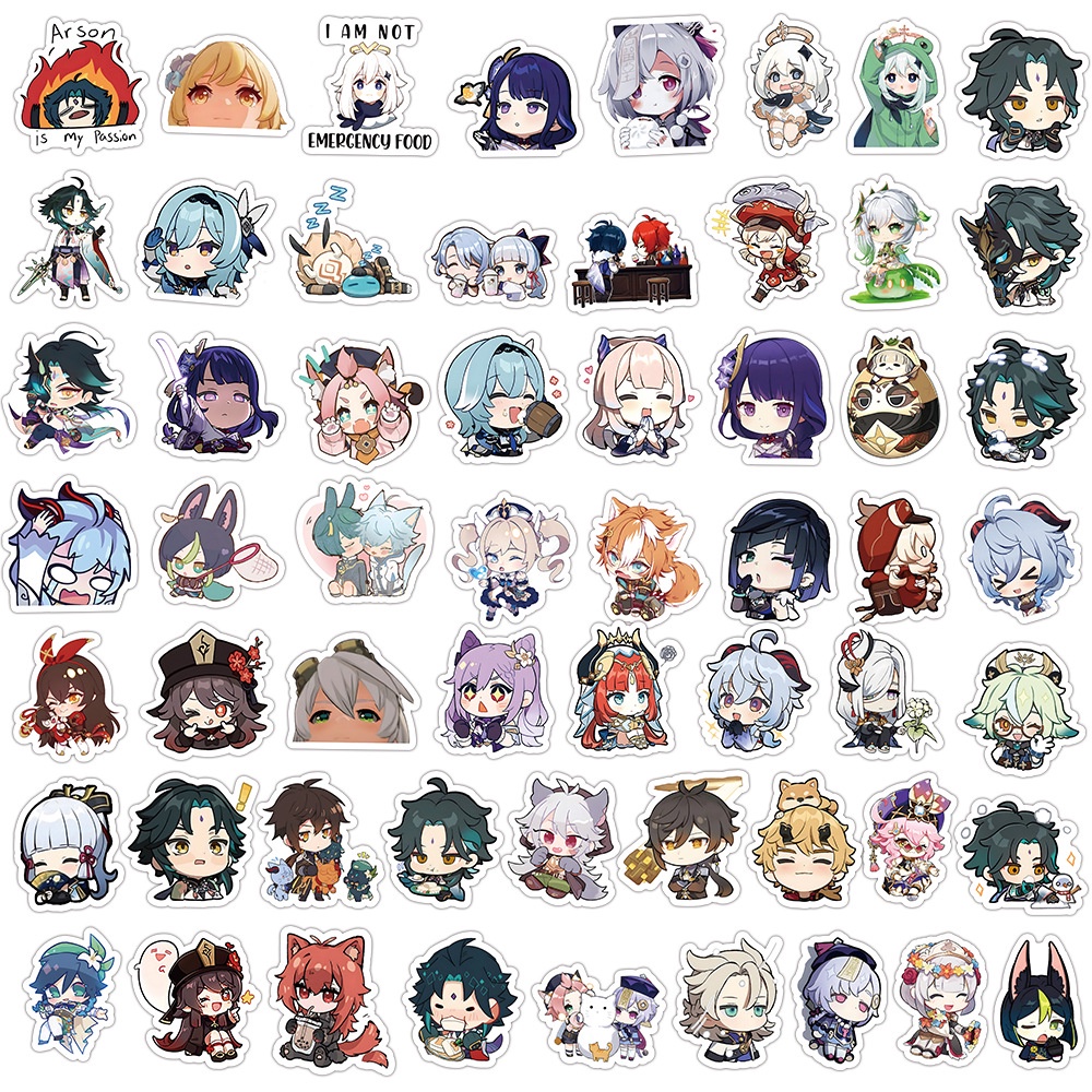 Hình Dán Genshin Impact Sticker Anime Stickers Game Chống Thấm Nước Trang Trí Mũ Bảo Hiểm, Điện Thoại, Đàn Guitar, Xe, Sổ