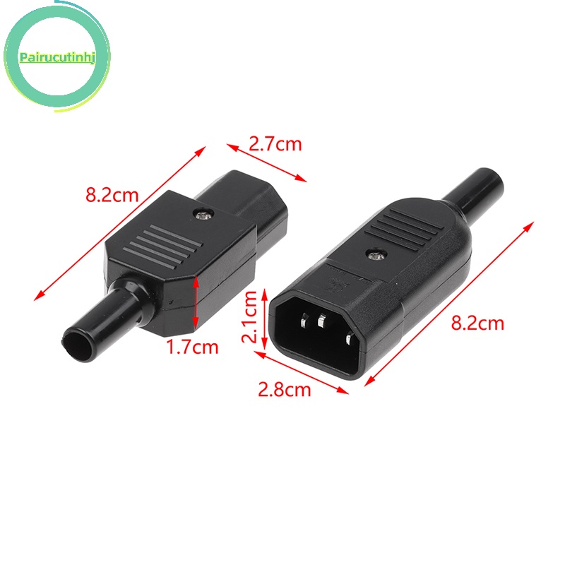 Pairhj 1pc 16a 250v đầu nối phích cắm cáp thẳng c13 c14 3 pin nữ đầu cắm nam vn