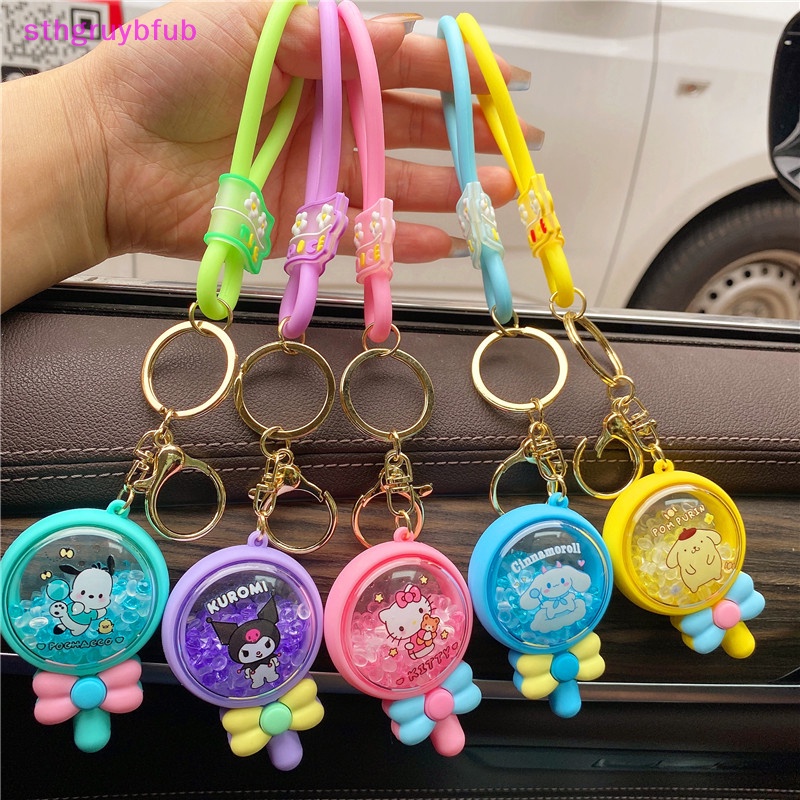 Sthb kawaii sanrio kuromi keychain hạt hương sáng tạo cuộn dễ thương cinnamoroll keyring cặp đôi túi xe hơi mặt dây chuyền người giữ chìa khóa phụ kiện quà tặng vn
