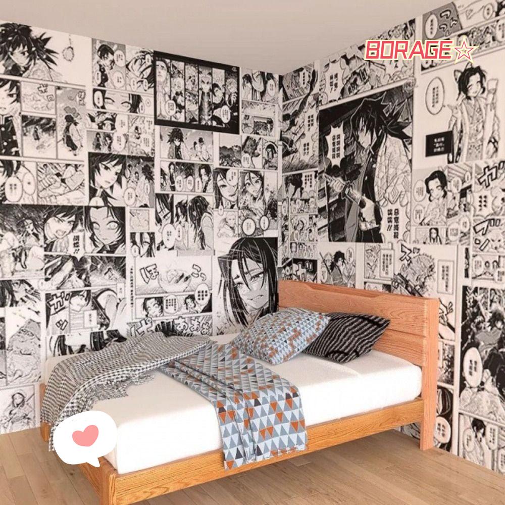 Borag 40 cái truyện tranh in giấy dán tường, attack on titan gojo satoru a4 hình nền anime, quà tặng trang trí nội thất jujutsu kaisen white & black comic wall decals universal