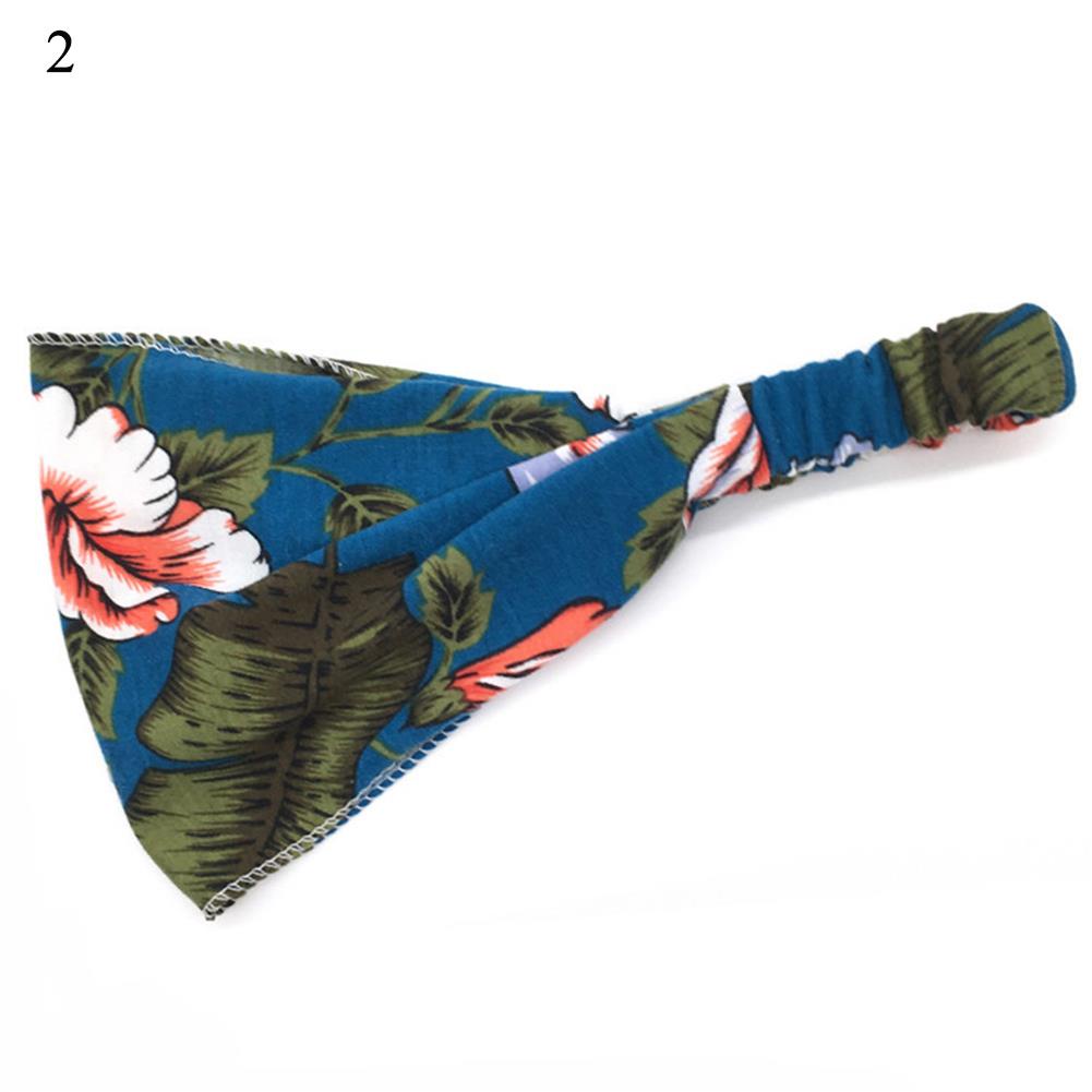 Boho floral in tóc ruy băng đàn hồi dây buộc tóc rộng cotton căng thể thao băng đô yoga