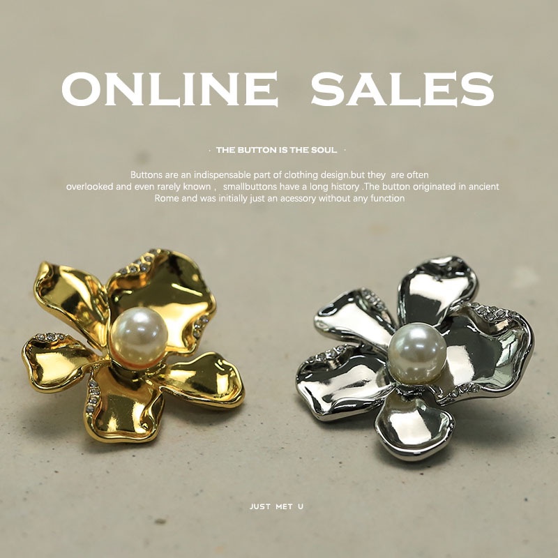 5 cái 24mm 34mm nút kim loại hoa lớn để dệt kim áo khoác cardigan áo len áo khoác da nút trang trí