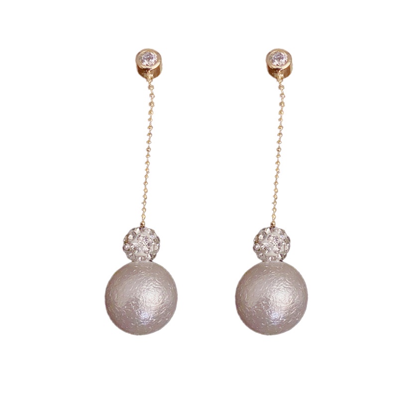 Khuyên Tai Tua Rua Đính Ngọc Trai Zircon Phong Cách Hàn Quốc Sang Trọng