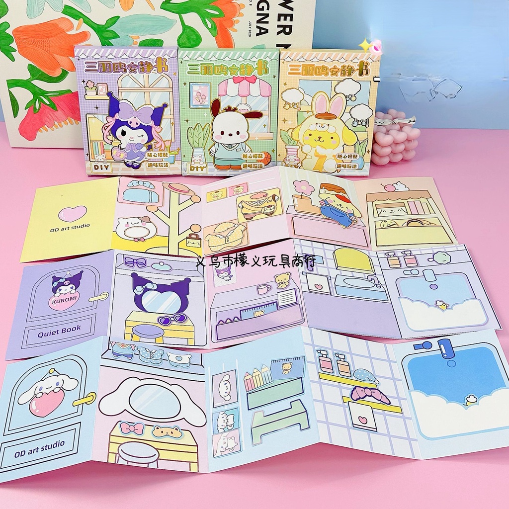Phim hoạt hình mới sanrio quiet book kulomi cute hands-on cut-free small toys