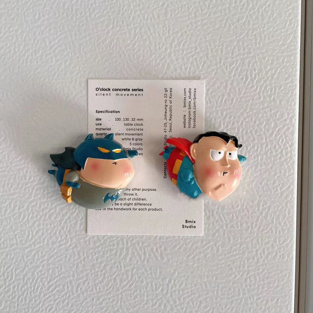 Dễ thương vui nhộn phiên bản q siêu nhân batman tủ lạnh mạnh mẽ sticker magnetic 3d three-dimensional creative cartoon stone-absorbing phụ kiện