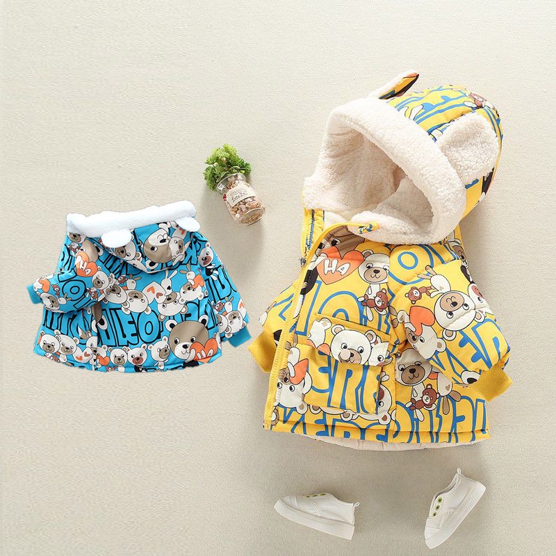 SUPER KIDS Áo khoác cho bé gái áo khoác nỉ thời trang cho trẻ em lớn và quần áo đệm dày cho trẻ em