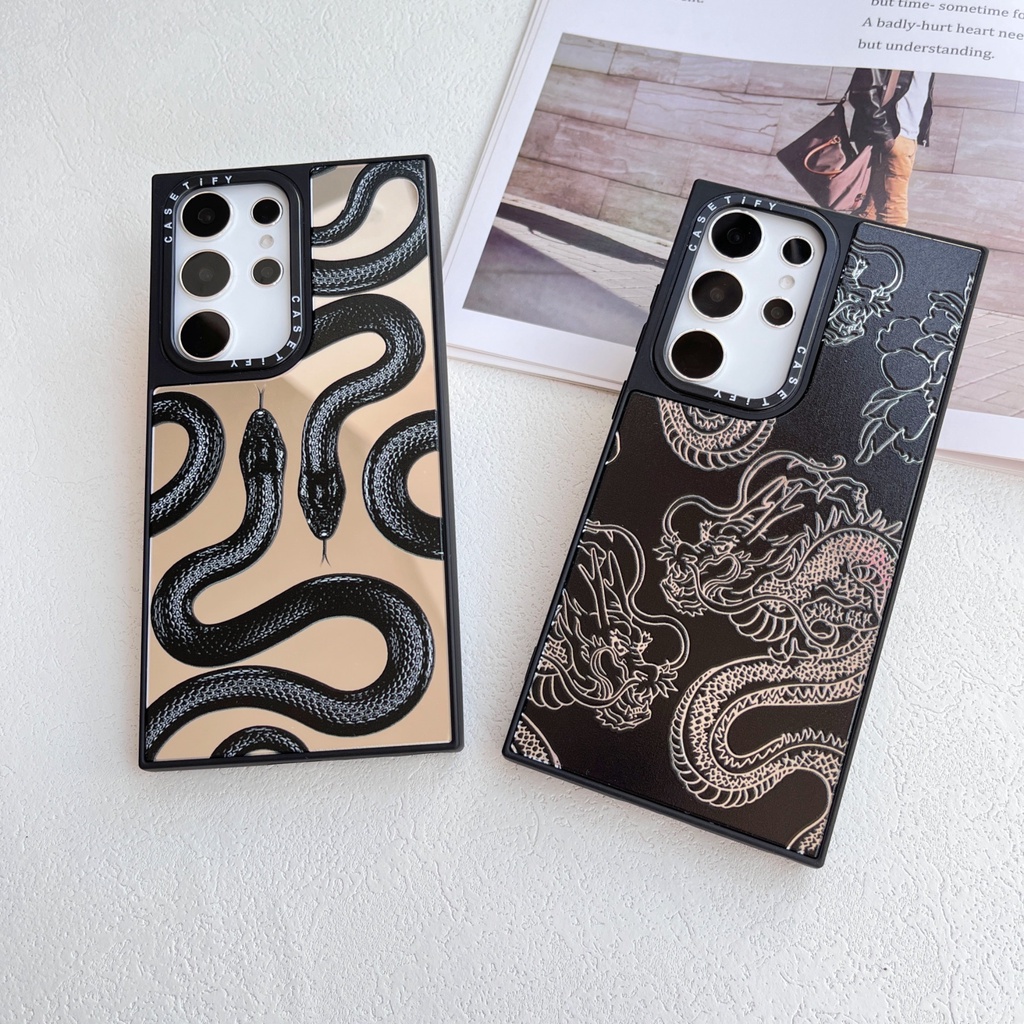 Ốp lưng tráng gương thời trang black mamba dragon ốp lưng softpattern case cho samsung s23ultra s23 s23 + s22ultra chống rơi chất lượng cao ins tide anti-falling shell