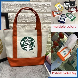 Túi Tote Vải Bố Nữ Starbucks/Túi Đựng Cơm/Túi Xách Canvas Thùng Tròn/Xô Di Động Canvas royal1.vn