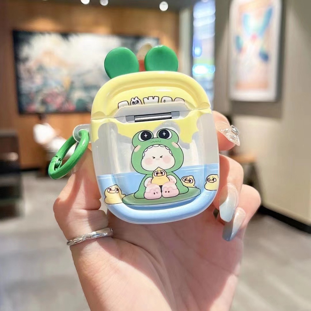 Vỏ Bảo Vệ Hộp Sạc Tai Nghe bluetooth Không Dây airpods 1 / 2 / pro / 3 pro2 Hình Tai Ếch 3d Dễ Thương