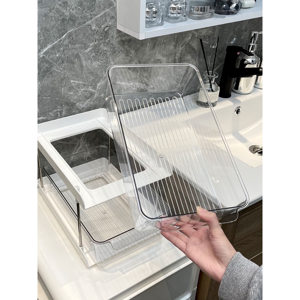 Kệ đựng mỹ phẩm nhà tắm, khay để đồ trang điểm 2 tầng thiết kế ngăn kéo tiện lợi, kệ đựng đồ đa năng - Sapo Decor 104
