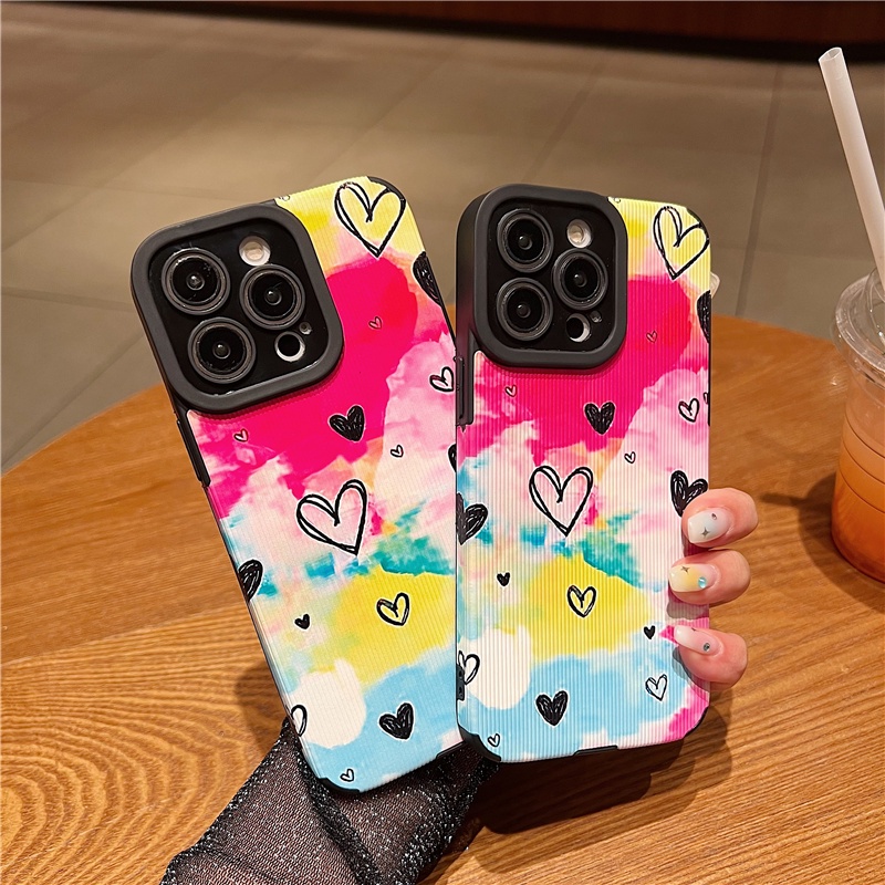 Graffiti heart case tương thích cho iphone 11 12 13 14 pro max soft tpu case xs max xr se2 7plus 8plus phone cover