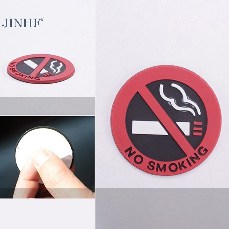 Jinhf 1/5 cái không hút thuốc dán xe kiểu dáng tròn dấu hiệu màu đỏ vinyl nhãn dán sử dụng cho xe nóng