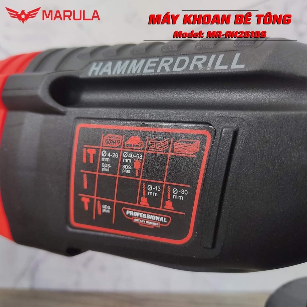 Máy khoan bê tông MARULA MR-RH2610S 3 chức năng - Khoan đục bê tông bảo hành CHÍNH HÃNG 12 THÁNG SIÊU THỊ MÁY DL
