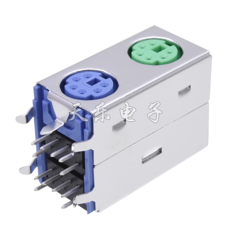 Bàn phím chuột giao diện ps2 mdc-6-50 ổ cắm hai lớp đầu cuối ps2 màu xanh lá cây tím đôi s đầu cuối 6 lõi