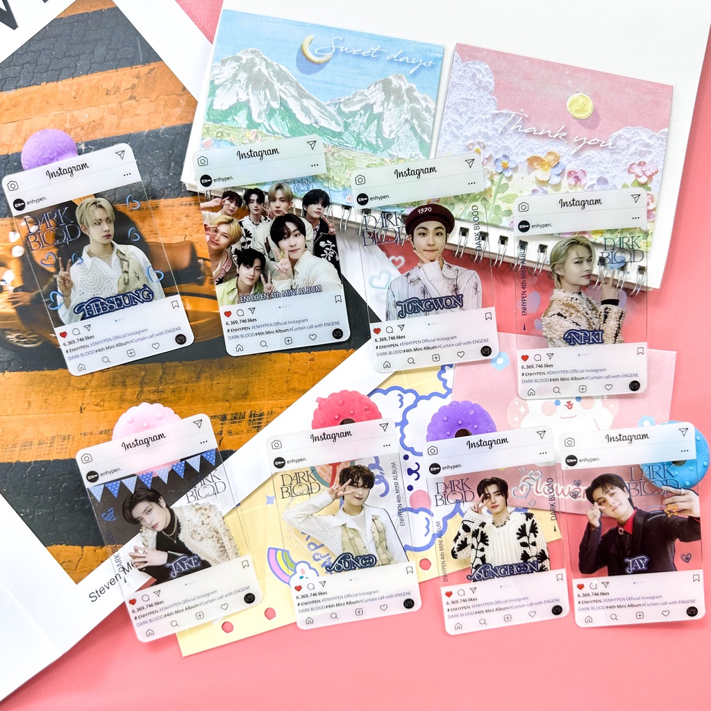 8 cái / bộ en-hypen album mới dark blood ive minive ins photocards trong suốt pvc lomo thẻ kpop bưu thiếp vận chuyển nhanh ym