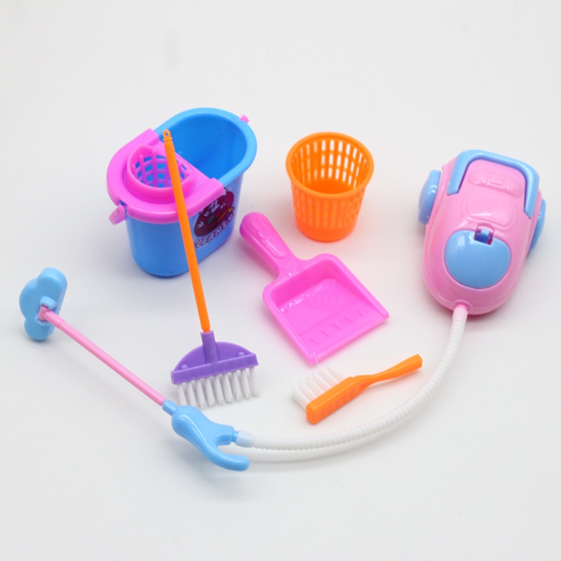 9 cái / bộ mini pretend play mop broom toys dụng cụ và đồ chơi làm sạch trẻ em dễ thương