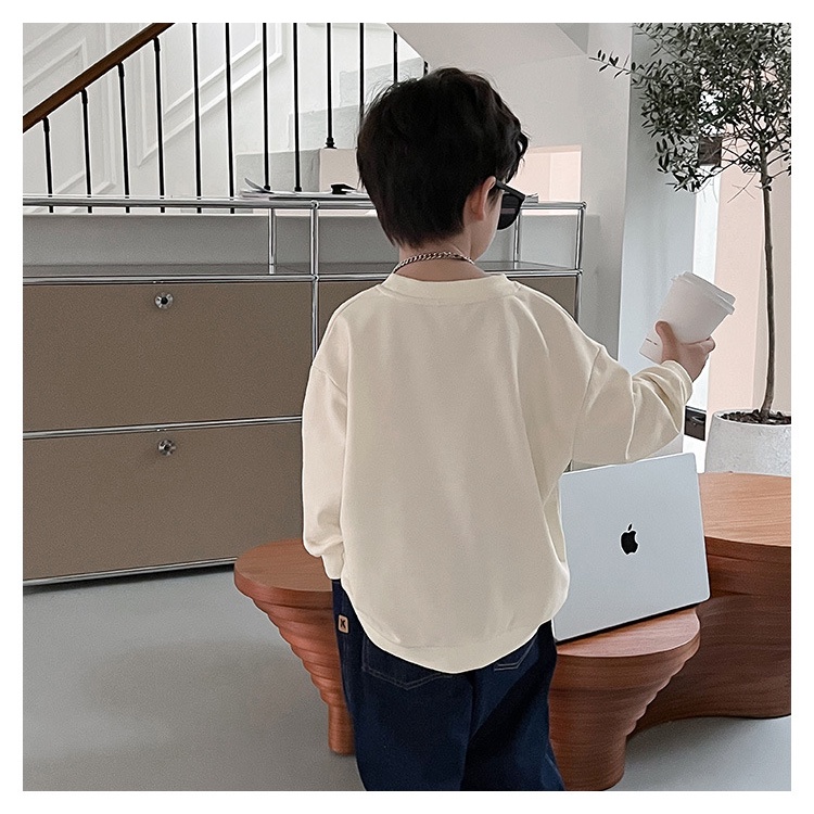 Áo len t-shirt cậu bé nhật bản và hàn quốc áo len in hình gấu màu rắn