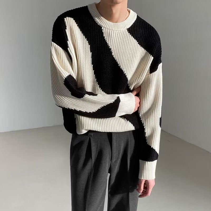 Áo sweater Dáng Rộng Phối Màu Tương Phản Cá Tính Thời Trang Cho Nam
