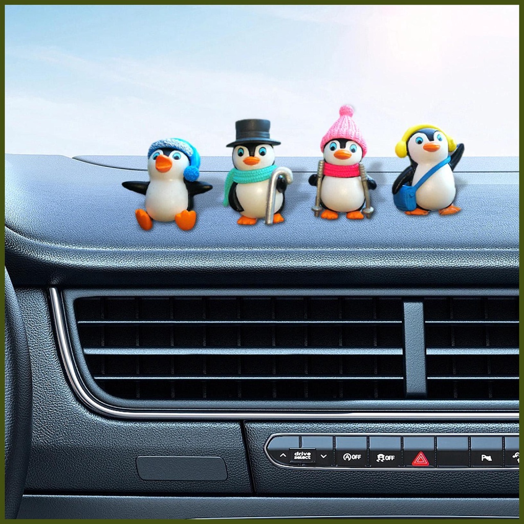 Trang trí bảng điều khiển ô tô penguin penguin đồ trang trí tượng động vật trang trí mini penguin figures cartoon trung tâm dễ thương tongvn