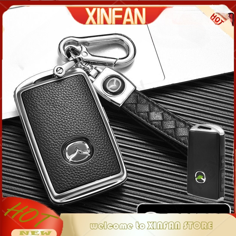Xinfan tpu leather car smart key case cover for mazda 3 alexa cx4 cx5 cx-5 cx8 cx-30 cx30 2019-2020 holder protector shell phụ kiện