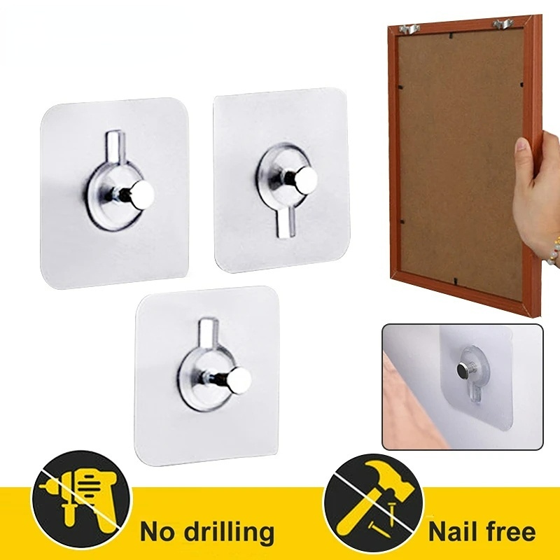 Móc Treo Khung Ảnh Bằng PVC Trong Suốt Không Cần Khoan Chịu Lực Tốt Đa Năng Tiện Dụng Cho Nhà Bếp / Phòng Tắm