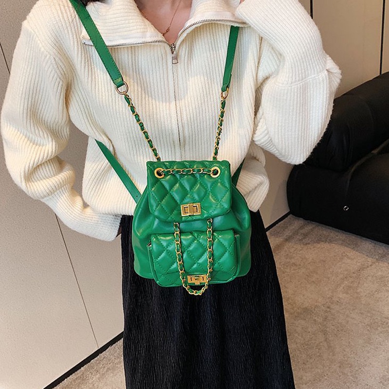 Ba Lô Dây Rút mini Mềm Mại Có Khóa Hình Thoi Thời Trang Cho Nữ