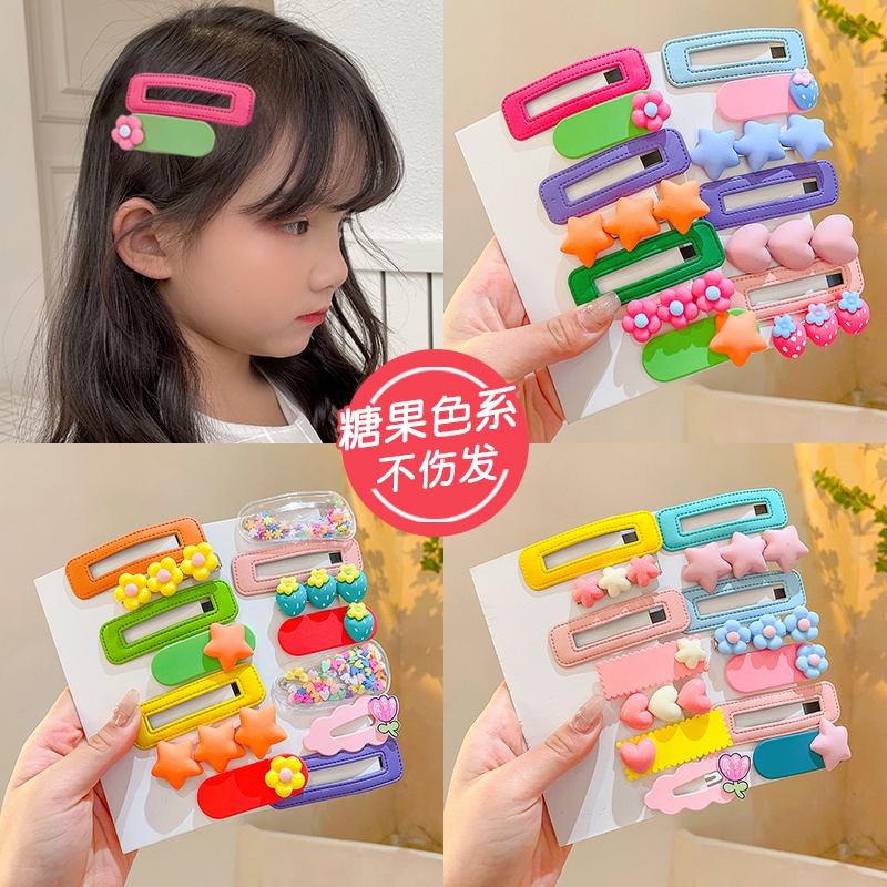 Set 7 / 8 / 9 Kẹp Tóc Màu Sắc Kẹo Ngọt Phong Cách Hàn Quốc Cho Bé Gái