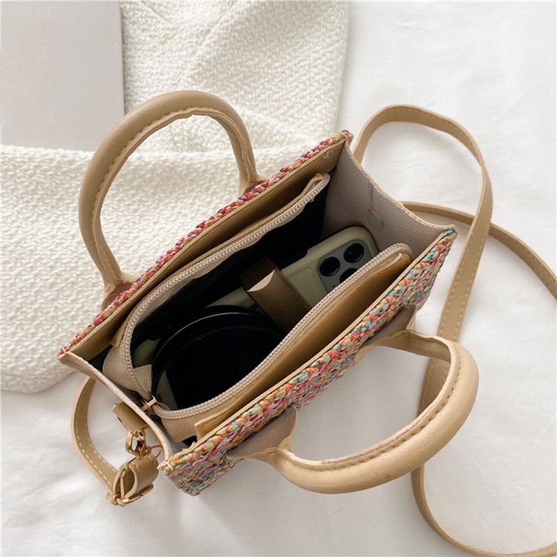 Túi Rơm Đeo Chéo Có Khóa Kéo Thời Trang Cho Nữ