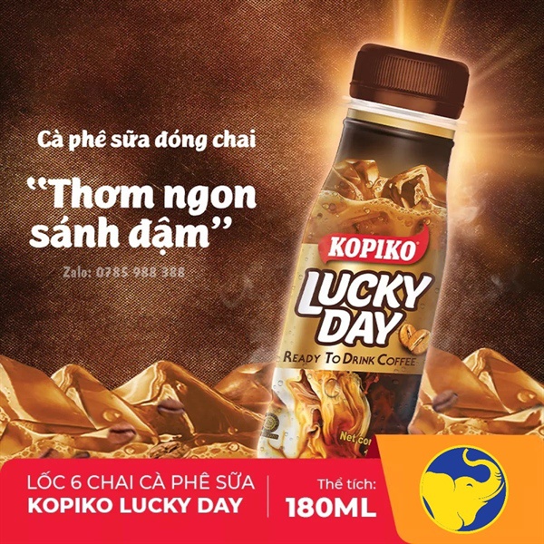 THỨC UỐNG CÀ PHÊ SỮA KOPIKO LUCKY DAY CHAI 180ML