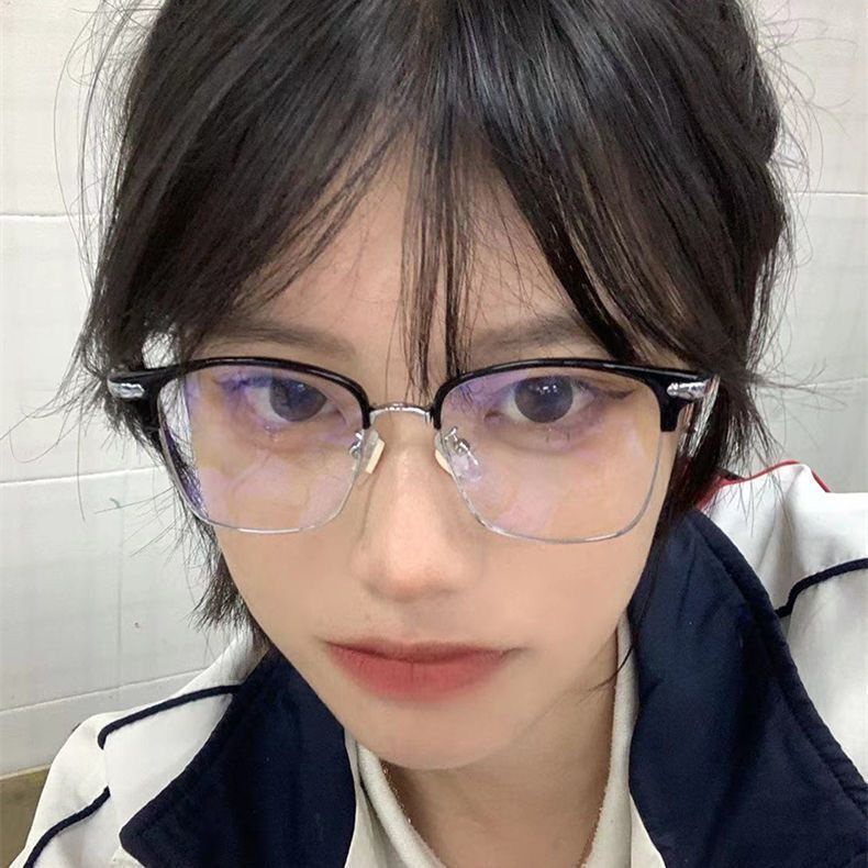 Mắt Kính Nửa Gọng Chống Ánh Sáng Xanh Phong Cách retro Thanh Lịch Dành Cho Nam Nữ