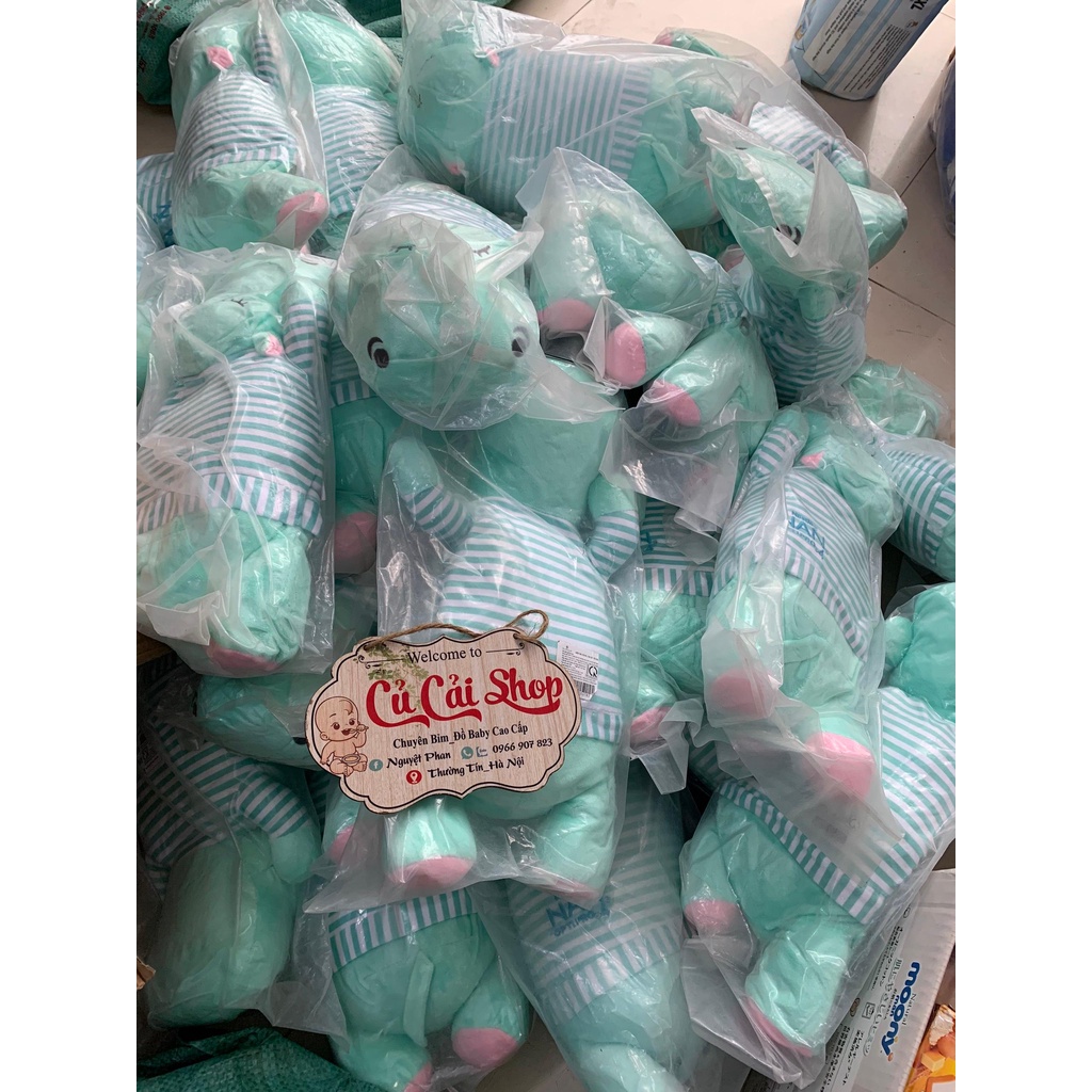 Bộ chăn gấu hàng khuyến mãi hình hà mã xanh,chim cánh cụt, hươu vàng, voi