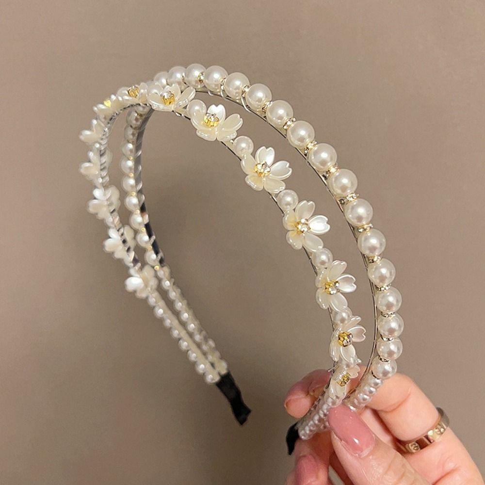 Băng Đô Cài Tóc Hai Lớp Họa Tiết Hoa Phong Cách Hàn Quốc Cho Nữ