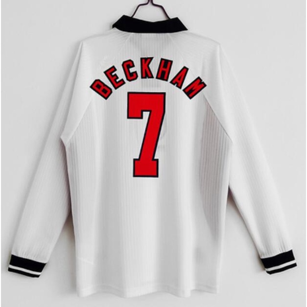 Áo Bóng Đá Dài Tay Jersey Beckham Jersey 98 1998 Phong Cách Retro Anh Quốc
