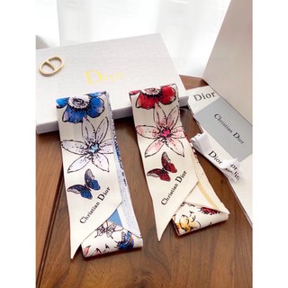 Dior khăn choàng lụa nhỏ in họa tiết hoa bướm thời trang xuân hè