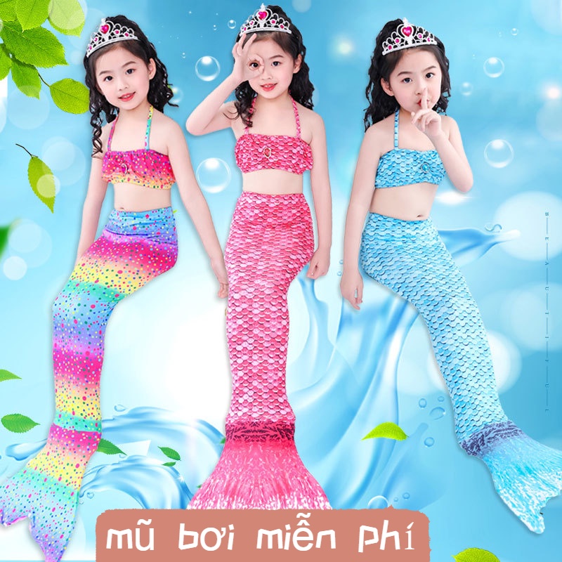 Bộ Đồ Bơi Ba Mảnh Đuôi Nàng Tiên Cá Nhiều Màu Thời Trang Mù