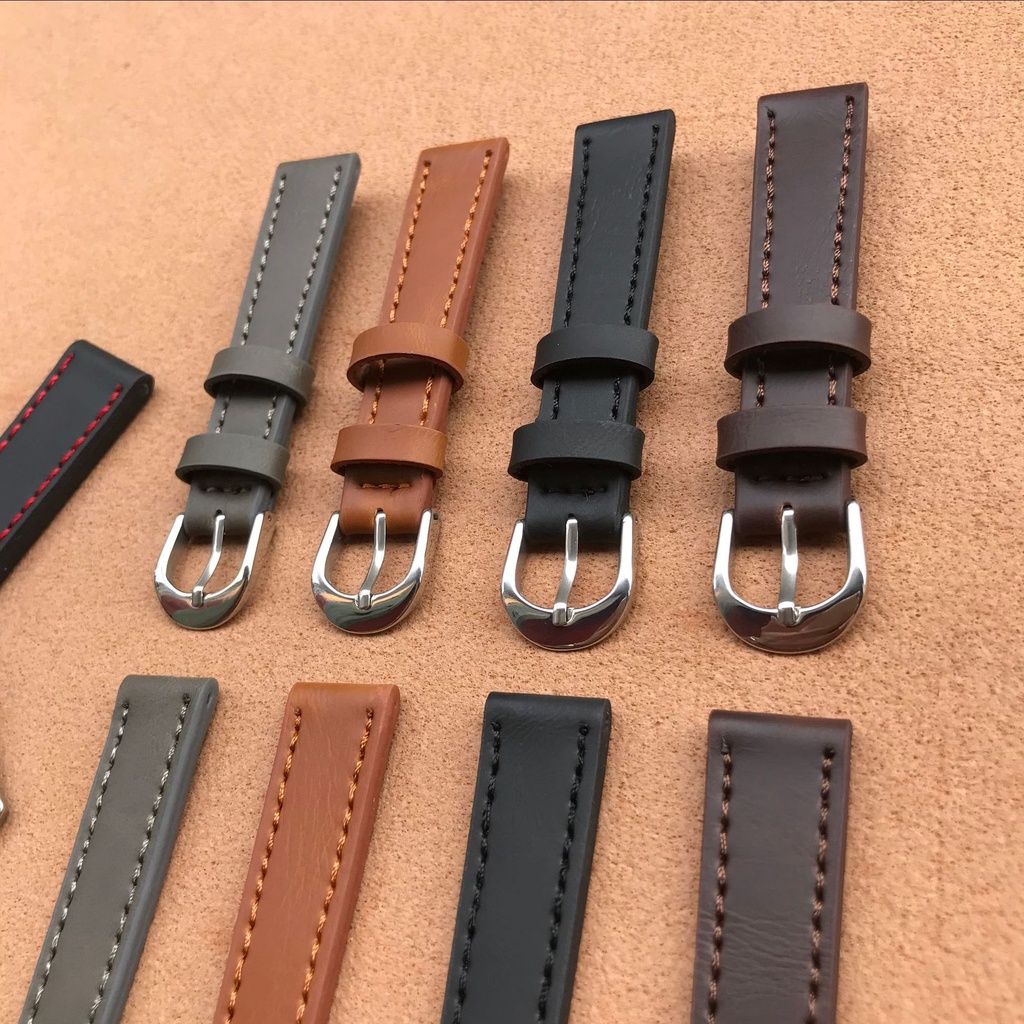 Dây Đeo Đồng Hồ Bằng Da Bò 14mm 16mm Dành Cho Nam Nữ