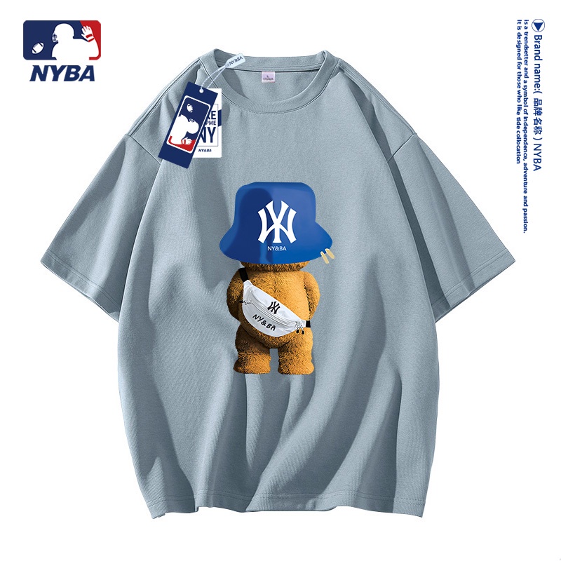 Áo Thun cotton Tay Ngắn Cổ Tròn Dáng Rộng In Chữ NY NY Cá Tính Hợp Thời Trang Cho Nam