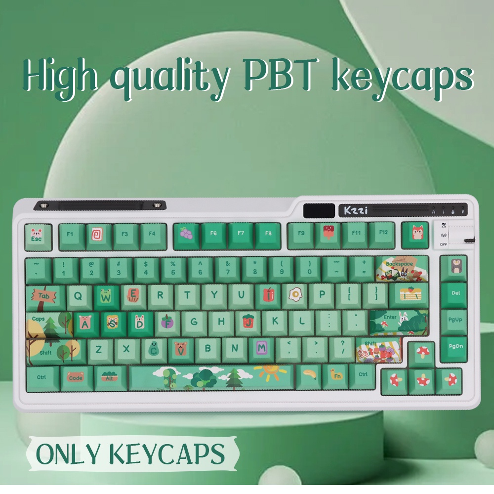 Forest Party Green Theme Keycaps PBT Cherry Profile Bộ Nút Bàn Phím 61 / 68 / 80 / 84 / 98 / 100 / 108 Thay Thế Chuyên Dụng