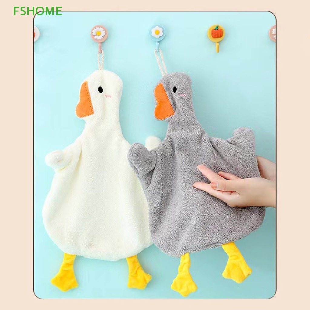 Fshome Khăn Lau Tay Treo Tường Nhà Tắm Thấm Hút Tốt Hình Chú Ngỗng Đáng Yêu Mới