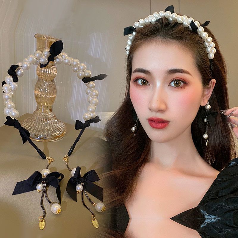 Băng Đô Cài Tóc Đính Nơ Và Ngọc Trai Thời Trang Y5ie T1096