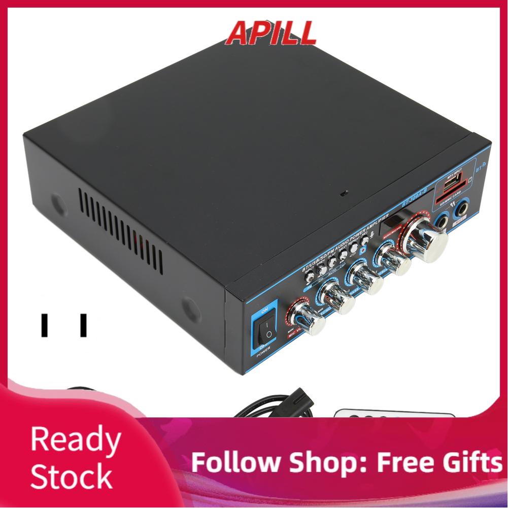 Apill Mini Sound Amplifier 2 Channel Stereo Backlight Multifunctional Volume Control Aluminum Alloy Amplifier for Car for Speakers